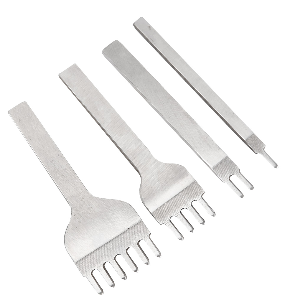 4-teiliges Lochmeißel-set Mit 1, 2, 4 Und 6 Zinken Für Lederarbeiten, Diy-lederhandwerk, Nähmeißel (6 Mm)