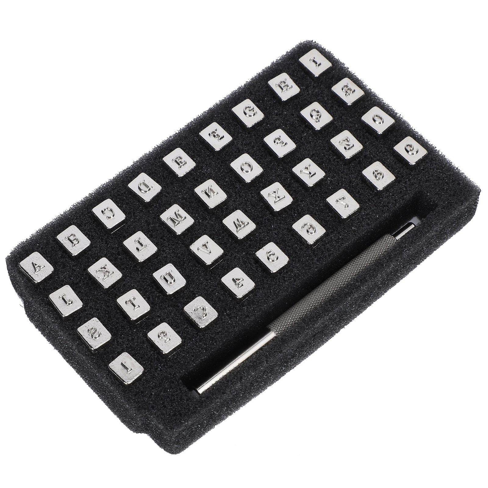 36-teiliges Lederstempel-set Mit Zahlen Und Buchstaben, 1 Griff, 3,5 Mm, Zum Stanzen Und Schnitzen, Bastelwerkzeug