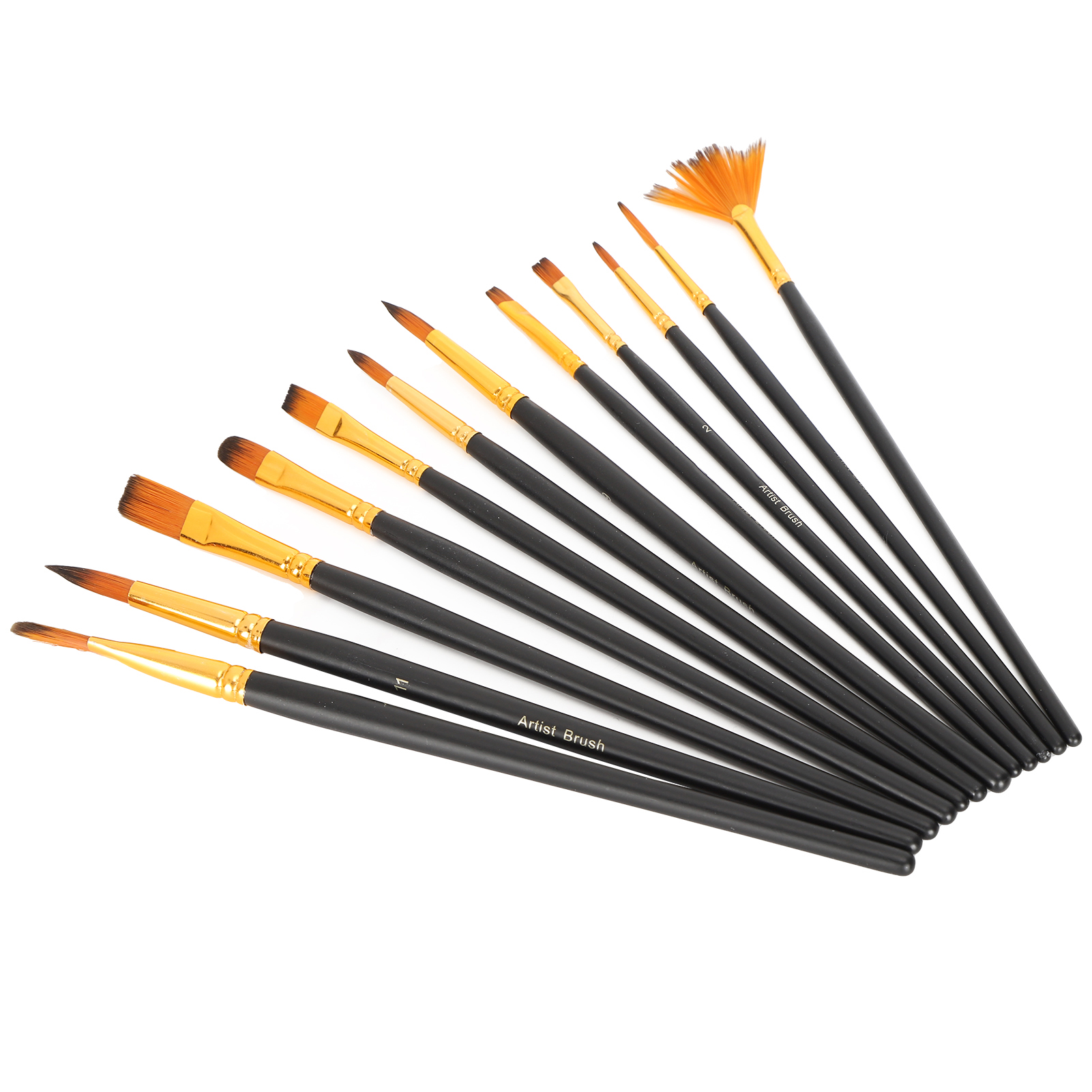 12-teiliges Set Künstlerpinsel Aus Nylon In Verschiedenen Formen, Kombinations-werkzeuge Für Aquarell-, Öl- Und Acrylmalerei