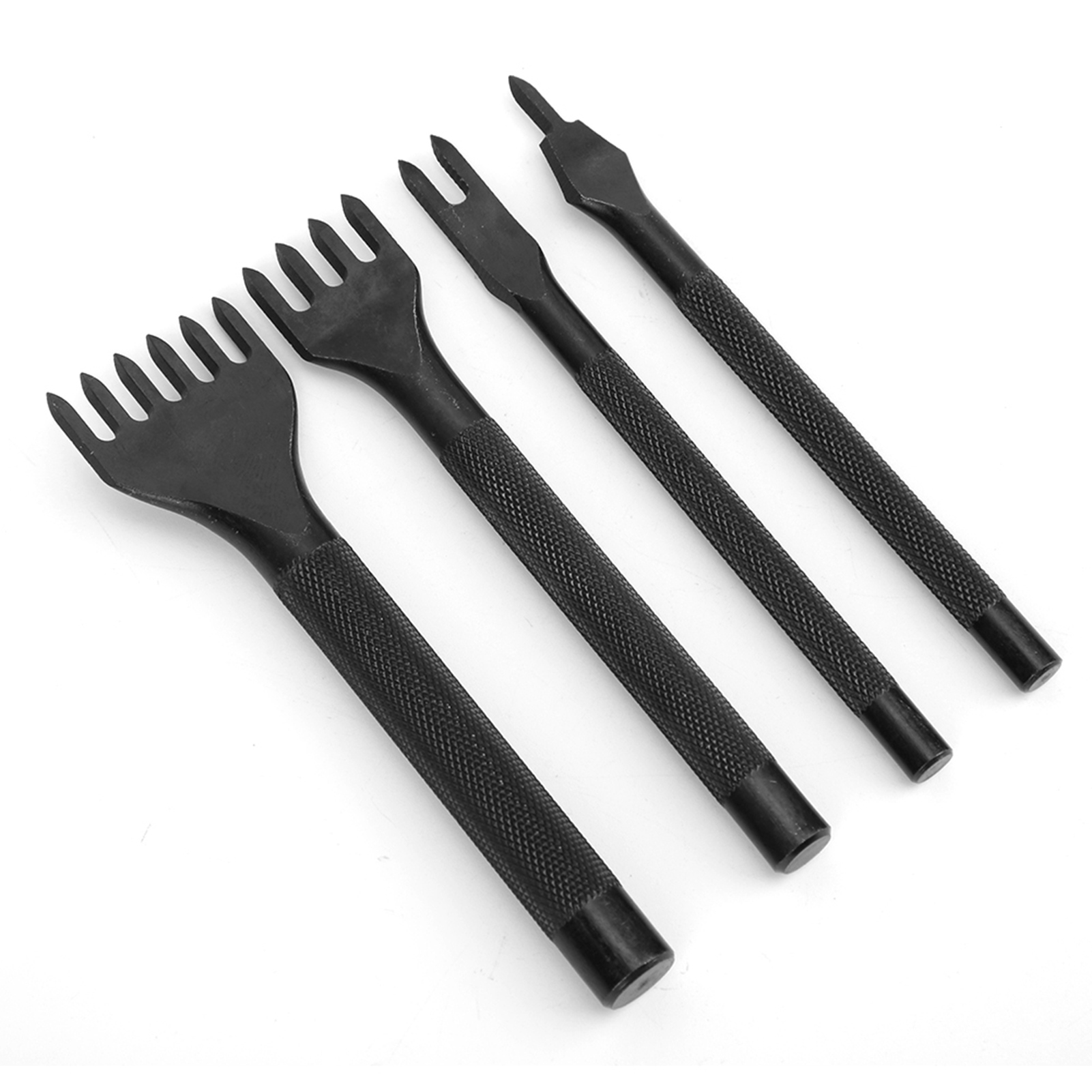 4-teiliges Meißelset Mit Zinken, Lederhandwerkswerkzeug, Diy-werkzeug, Schwarz Galvanisiert, 5 Mm