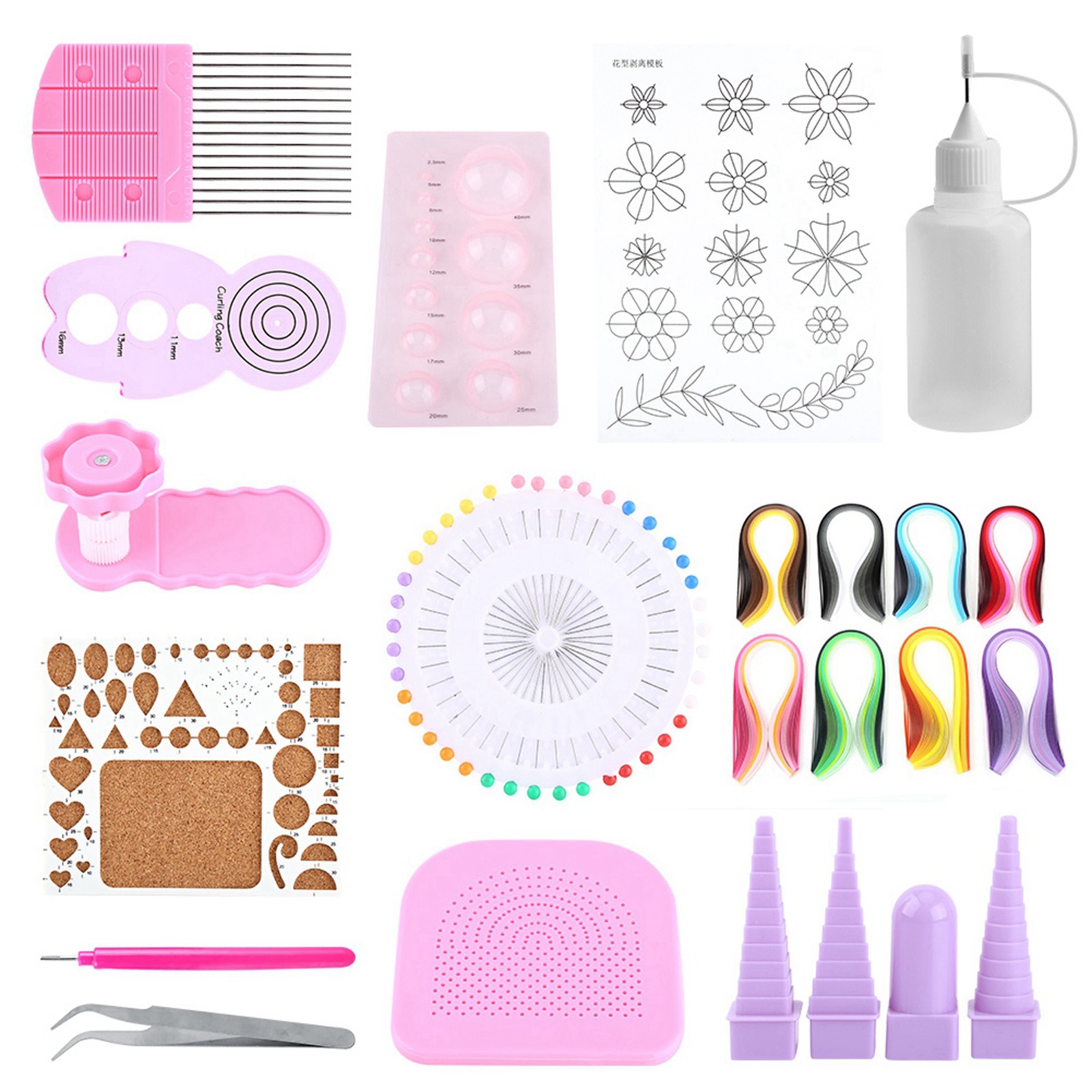 Set Diy Quilling Papierbastel-set, Rollwerkzeug Mit Schlitzen, Streifen Und Pinzette Zur Dekoration