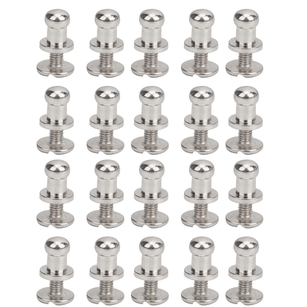 20er-set Schraubnieten Aus Kupfer Mit Rundem Kopf Und Schraubverschluss Für Armbänder, Taschen, Kleidung, Schuhe, Gürtel, Dekoration, Silber