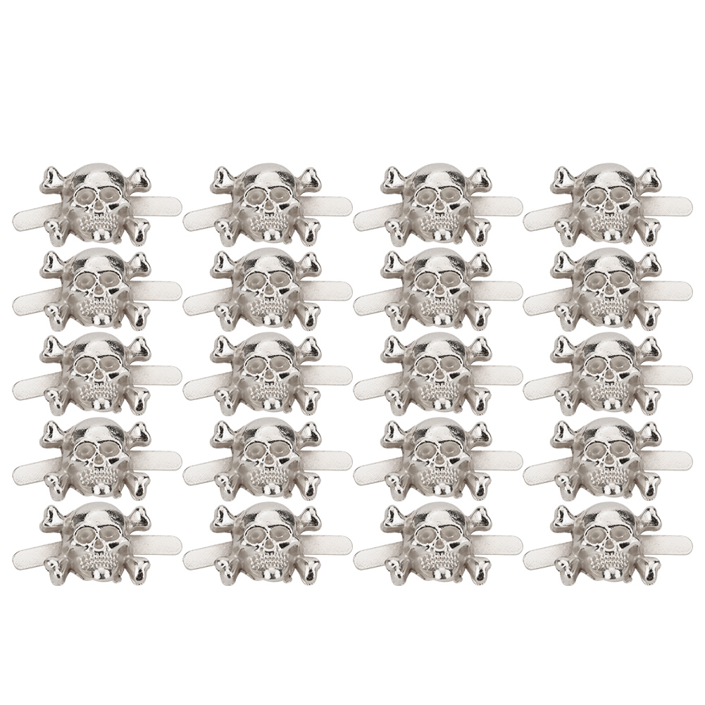 20 Stück Diy-nieten In Totenkopfform, Punk-stil, Für Armbänder, Taschen, Kleidung, Lederarbeiten, Silber, 13 X 18 Mm