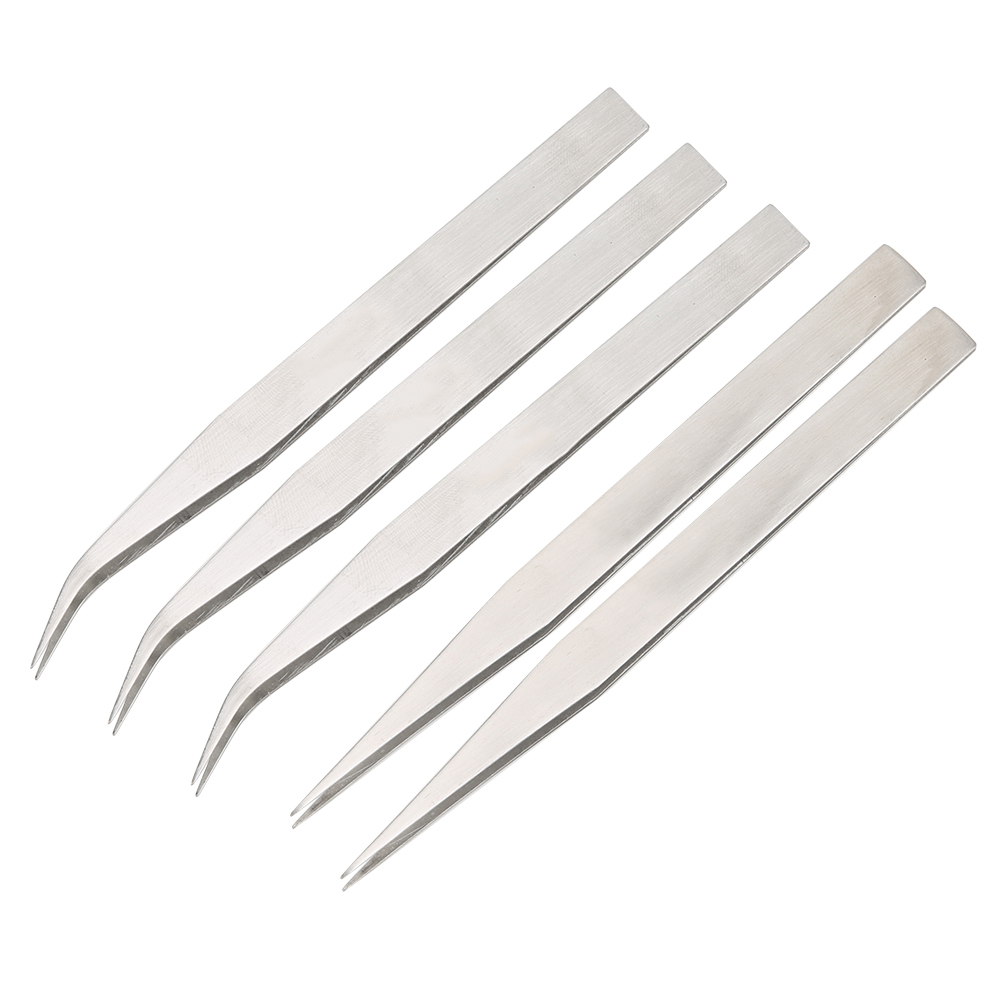 5-teiliges Set Edelstahlpinzetten, Gerade Und Gebogen, Handreparaturwerkzeuge