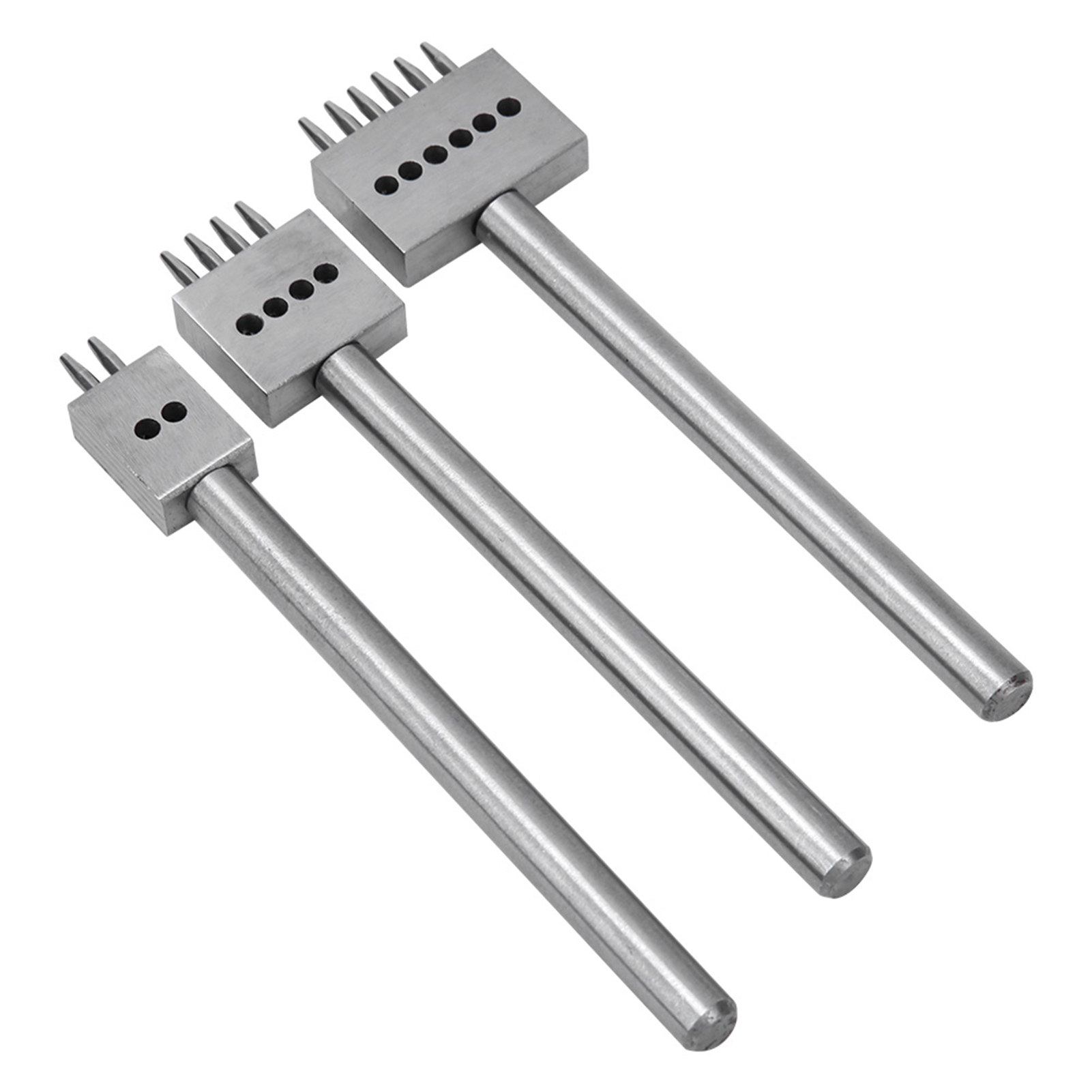 3-teiliger Zinkenmeißel Aus Silbernem Werkzeugstahl Mit 2/4/6 Zinken, Diy-handarbeit, Lederlocher (4 Mm)