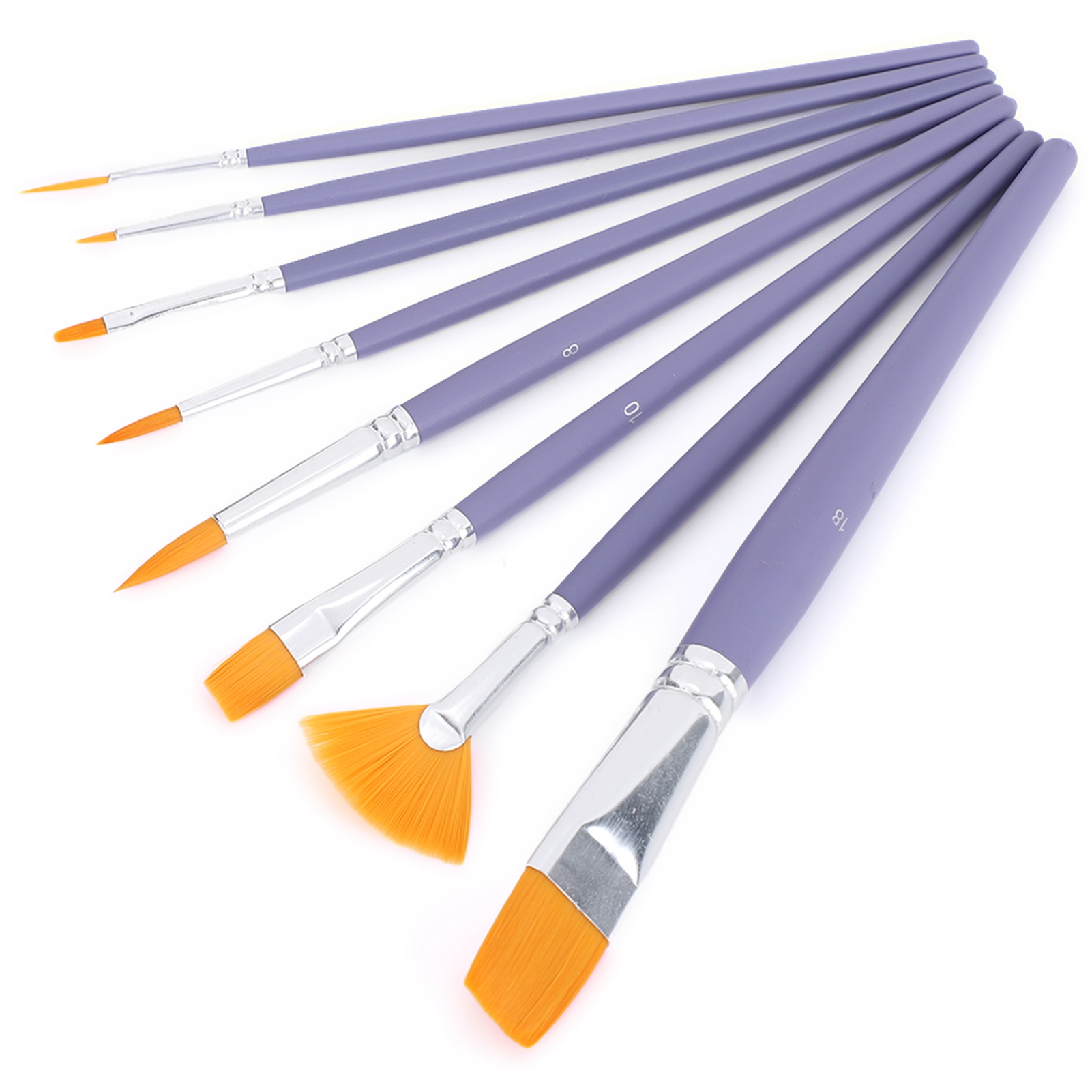 8-teiliges Pinselset Aus Nylonwolle Mit Flacher Spitze Für Aquarell- Und Acrylmalerei