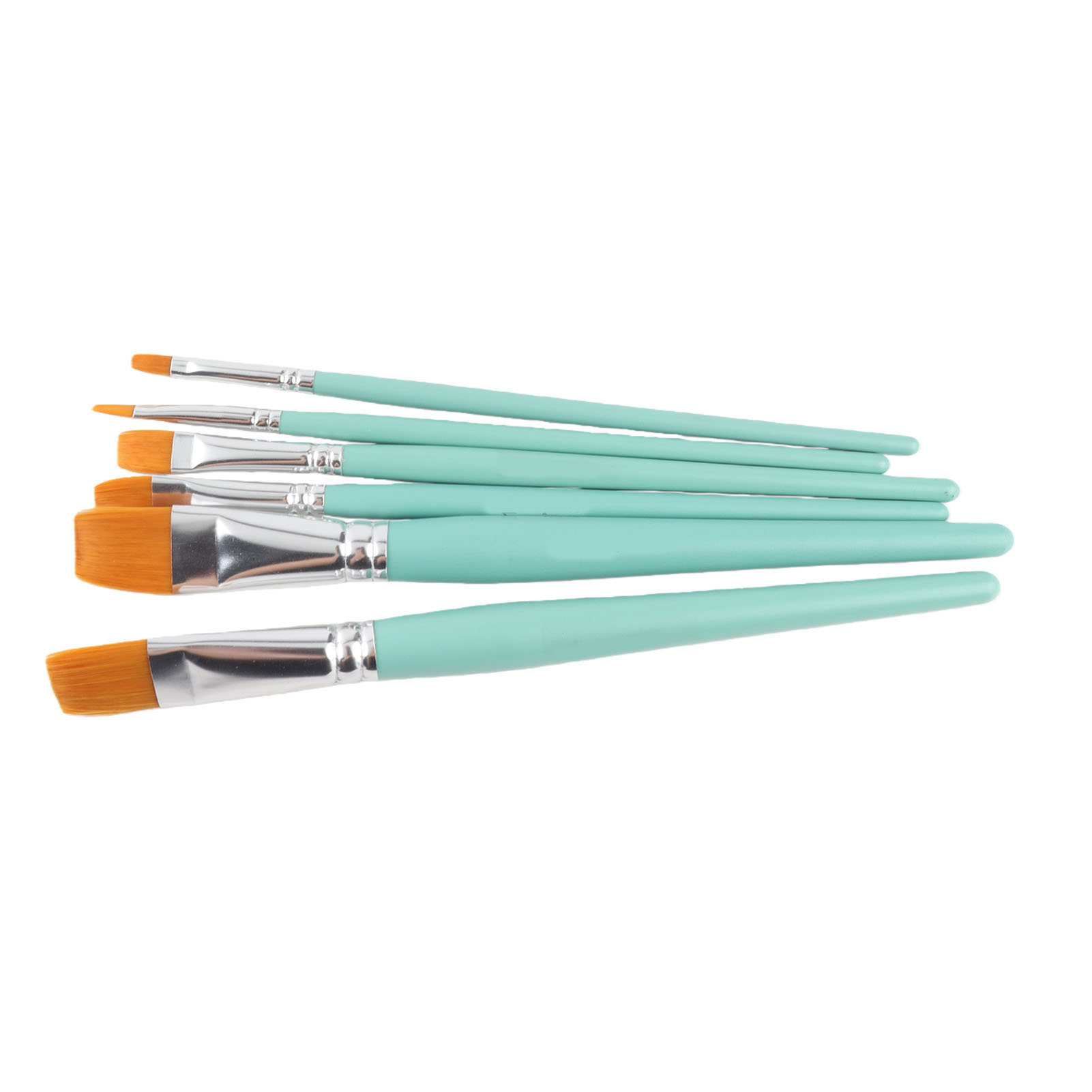 6-teiliges Pinselset Aus Nylonwolle Mit Flacher Spitze Für Aquarell- Und Acrylmalerei