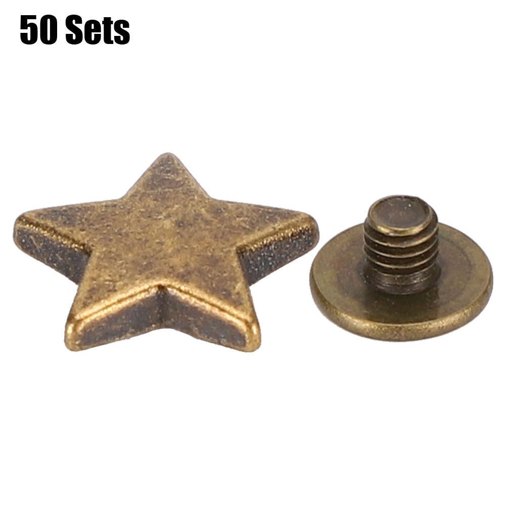 50 Sets Sternförmige Nieten 12mm Flachschrauben Bekleidungszubehör Korrosionsbeständige Zinklegierung (bronze)