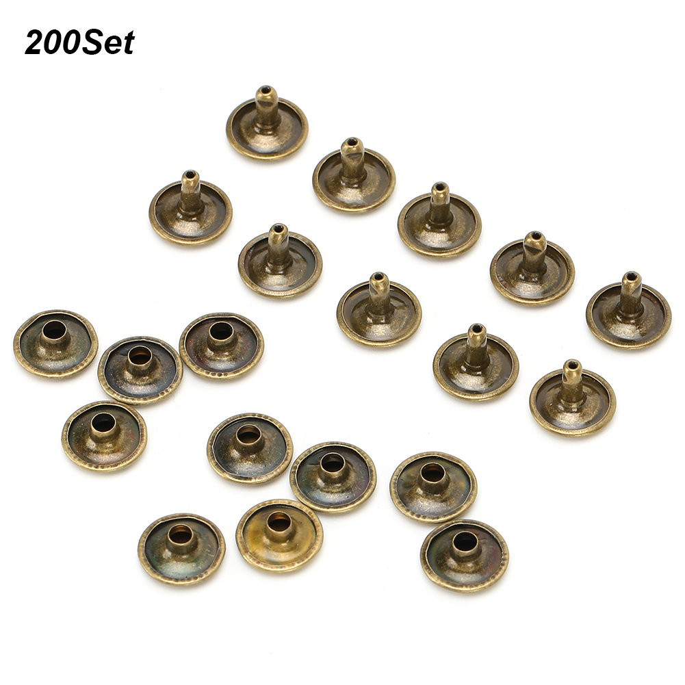 200 Sets Doppelnieten, Runde Ziernieten, Eisenknöpfe, Jeansknöpfe, Lederschuhe, Taschen, Kleidung, 12 X 10 Mm, Bronze