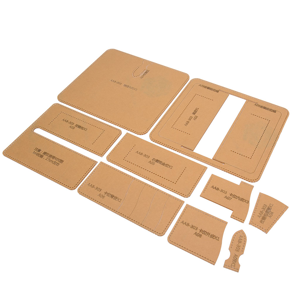 Klare Acryl-schablone, Ledergeldbörsen-herstellungs-schablonen-set, Lederhandwerkswerkzeug
