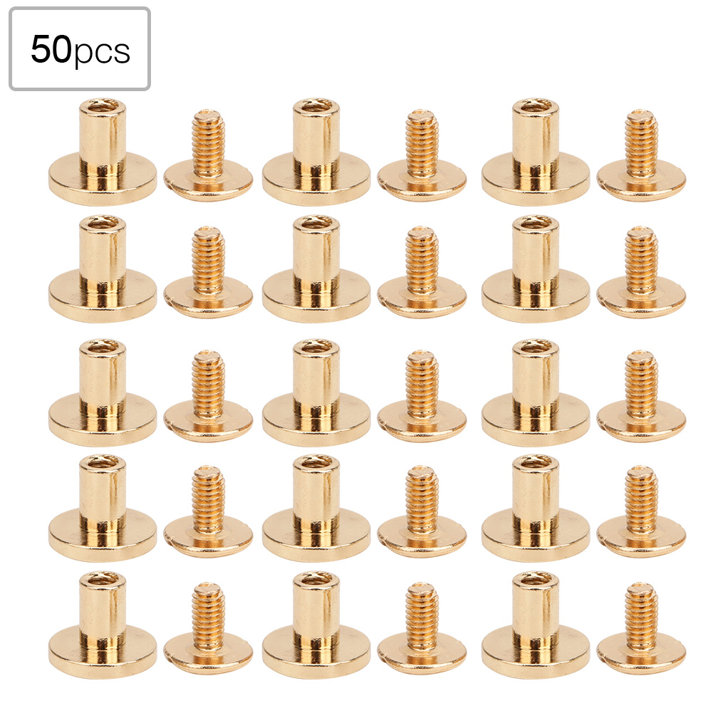 50er-set 8 Mm Flachkopfnieten Aus Reinem Kupfer, Lederriemenschrauben-set Für Notizbuchbindung, Gold