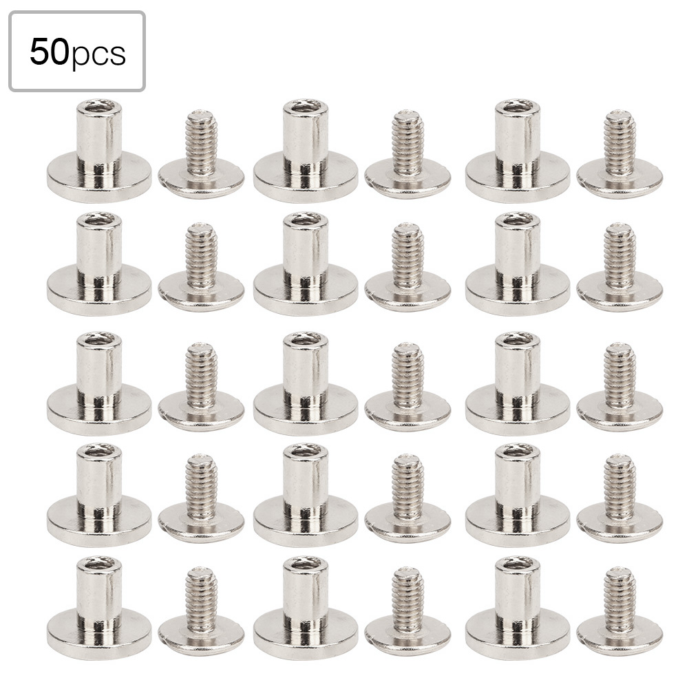 50er-set 8 Mm Flachkopfnieten Aus Reinem Kupfer, Lederriemenschrauben-set Für Notizbuchbindung, Silber