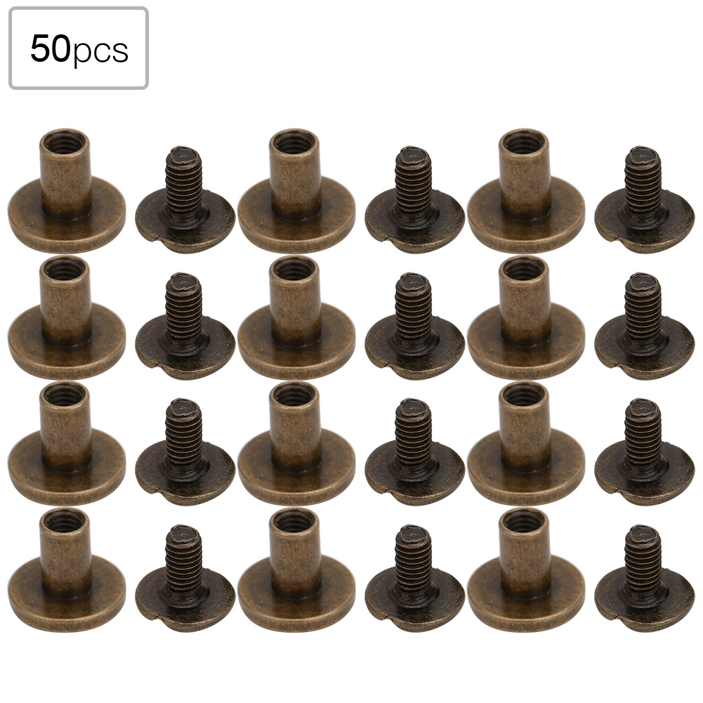 50er-set 8 Mm Flachkopfnieten Aus Reinem Kupfer, Lederriemenschrauben-set Für Notizbuchbindung, Bronze