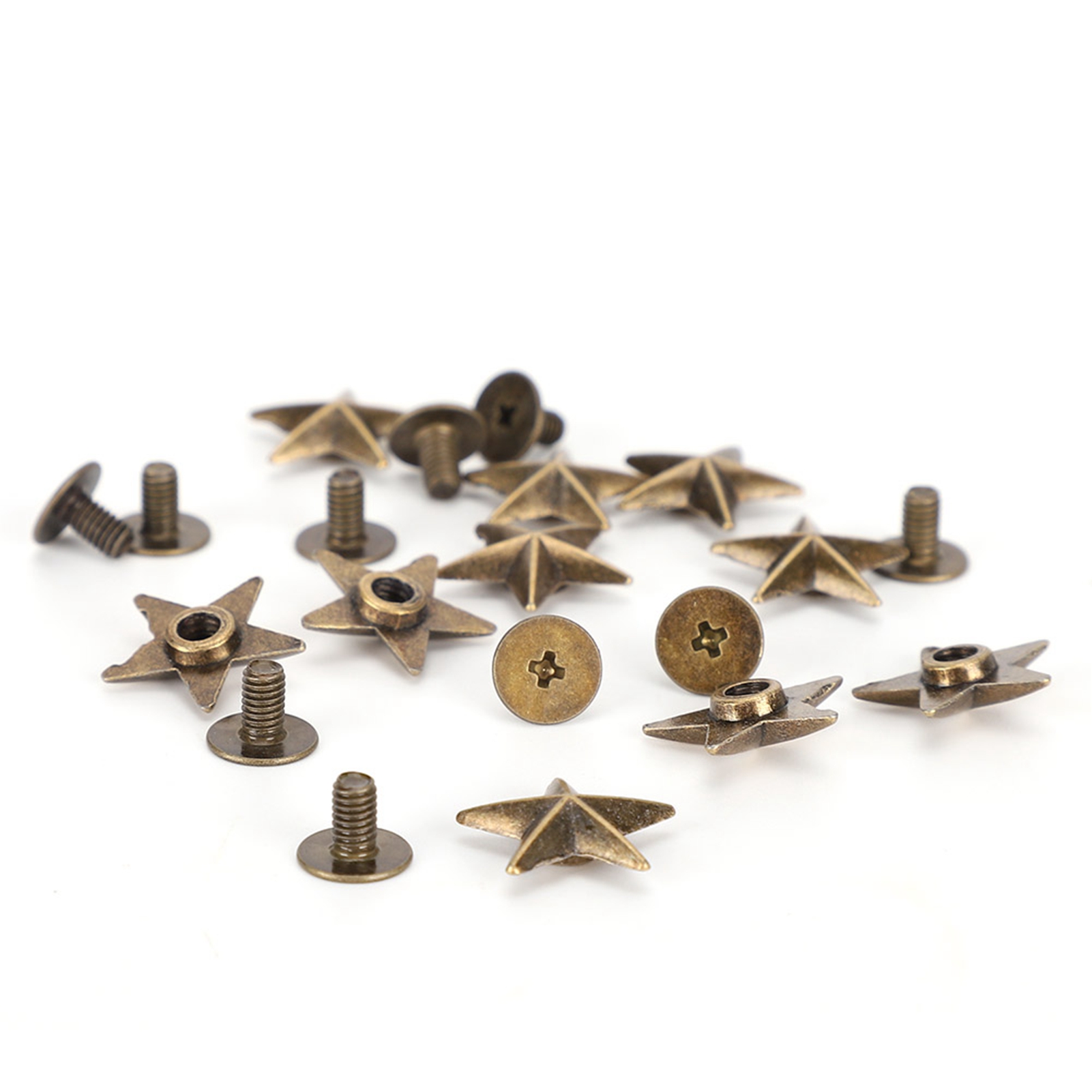 Sternförmige Nieten Für Diy-kleidung Und Schuhe, Inklusive Schrauben, 14 Mm, Bronze