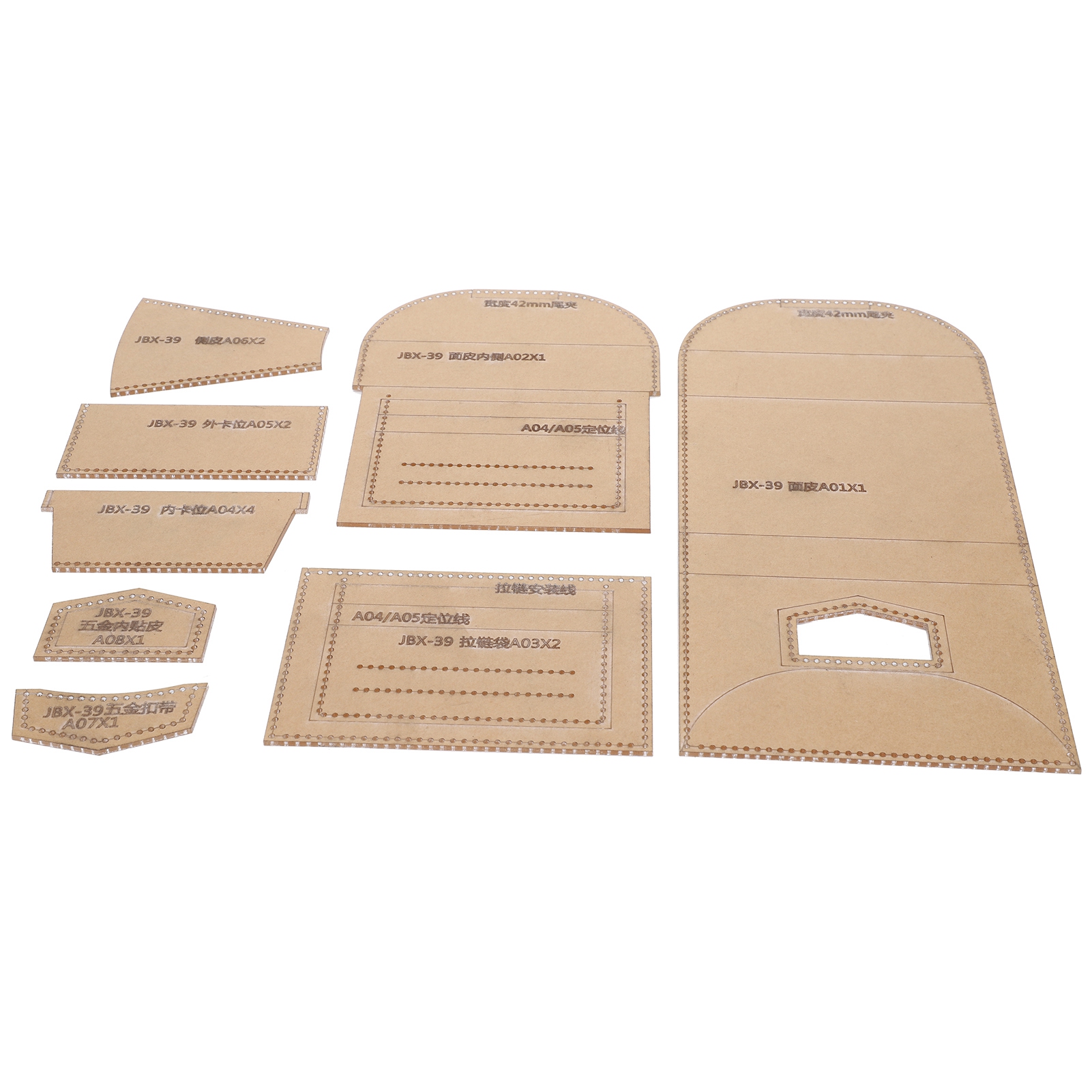 8-teiliges Acryl-schablonen-set Für Kurze Geldbörsen, Diy-handarbeit, Ledermusterform, Bastelwerkzeuge