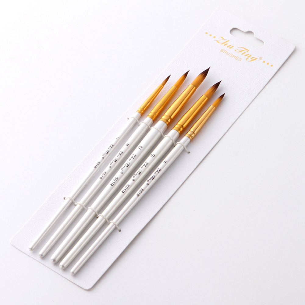 5-teiliges Künstlerpinsel-set, Professionelle Pinsel Für Aquarell-, Acryl- Und Ölmalerei, Weiße, Runde Spitze