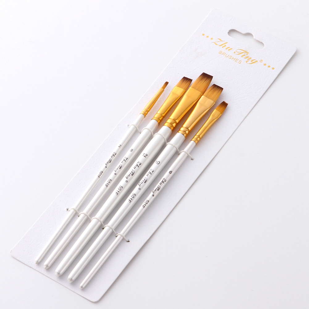 5-teiliges Künstlerpinsel-set, Professionelle Pinsel Für Aquarell-, Acryl- Und Ölmalerei, Weiße, Flache Spitze