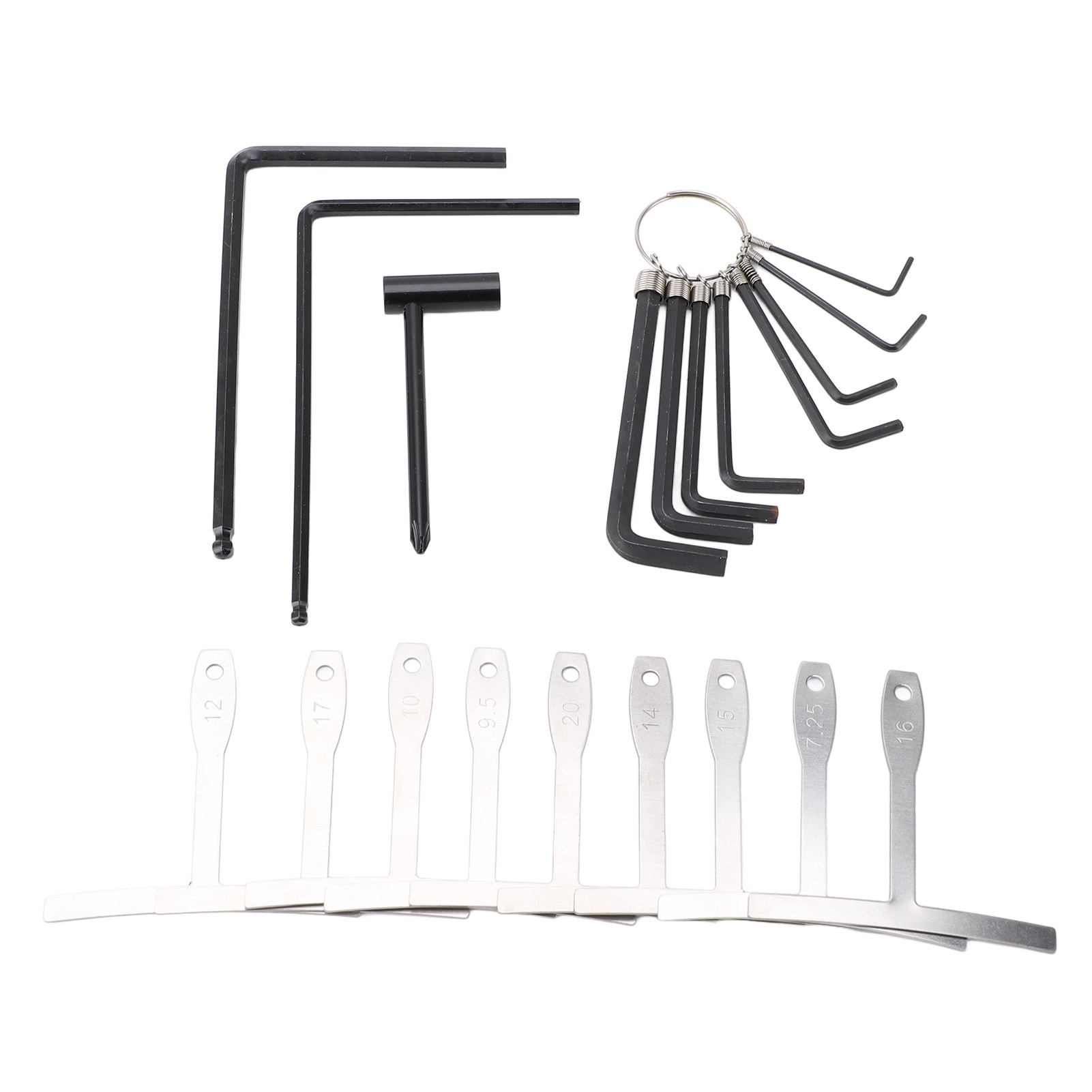 20-teiliges Gitarren-einstellschlüssel-set Mit Stahlkugelkopf, Halsstabschlüssel, Radiuslehre Und Gitarrenreparaturwerkzeugen