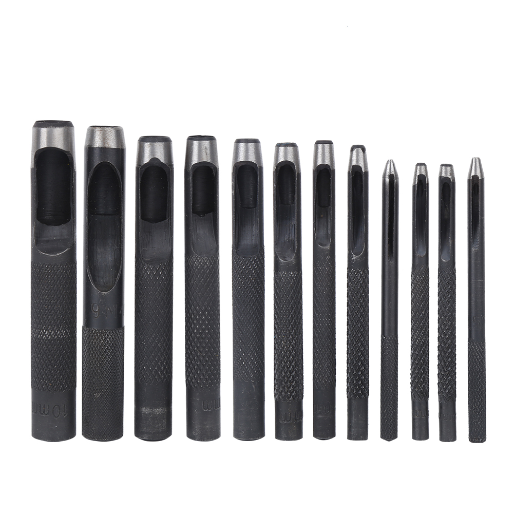 12-teiliges Diy-hohllochstanzer-set Für Lederarbeiten, Lochstanzer Für Leder (1–10 Mm)