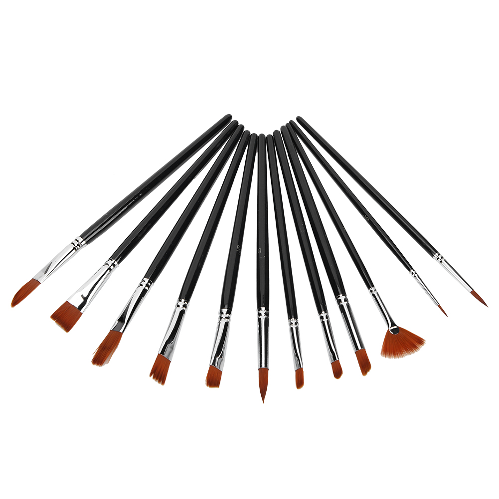 12-teiliges Malerpinsel-set Mit Nylonborsten Und Holzborsten Für Aquarell- Und Gouachemalerei