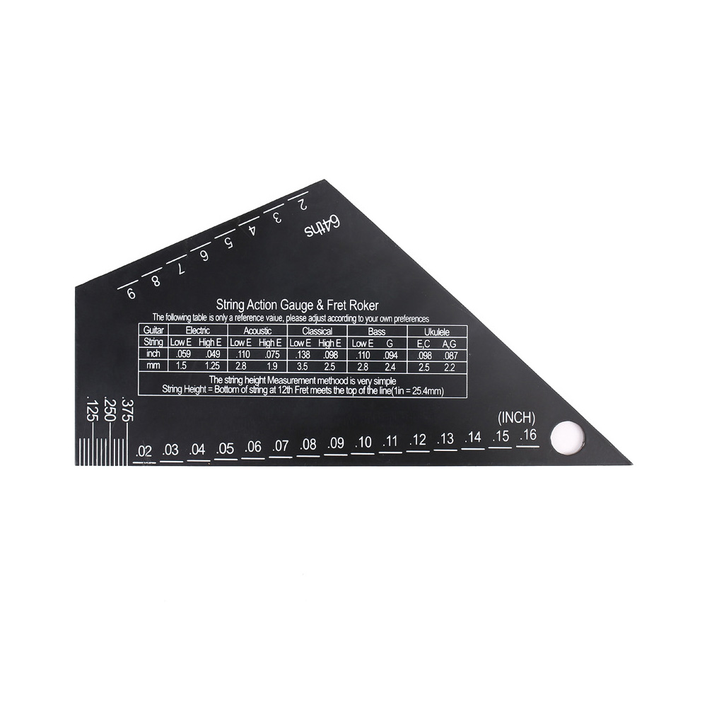 Schwarzes Dreieck-saitenlehren-setup Für E-gitarren, E-gitarren Und Bässe – Saitenhöhen-nivellierungslehre, Bundabzieher, 1 Mm Dick, Edelstahl
