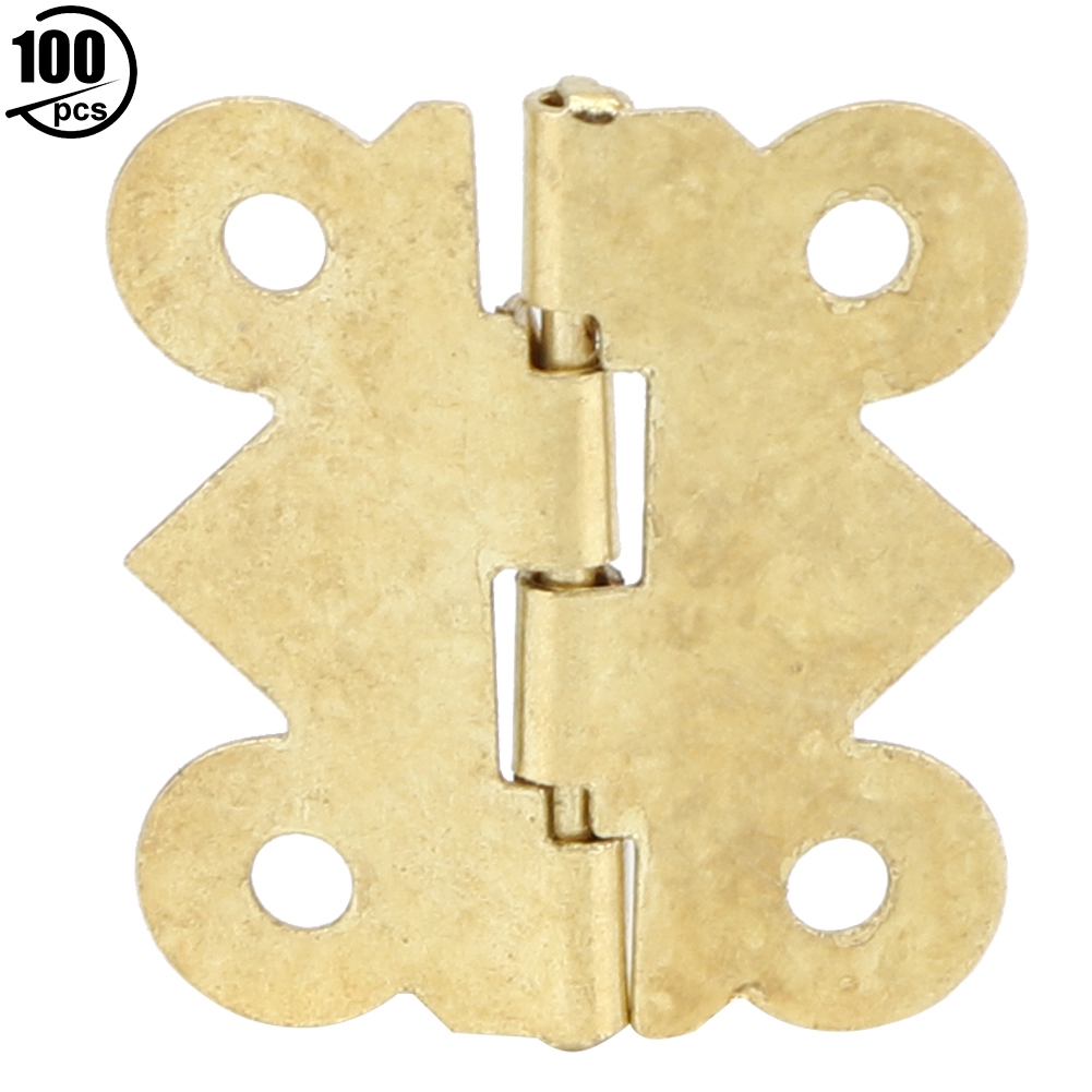 100 Stück Retro-schmuckkästchen-scharniere, Metall-schrankschlösser, Dekorative Beschläge, Gelb, 90 Grad