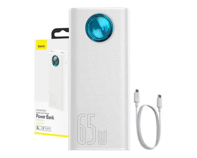Baseus Amblight Digital Display Quick Charge - 30000mAh - 65W - 4xUSB USB-C Powerbank (Akku) - Weiß - 30000 mAh