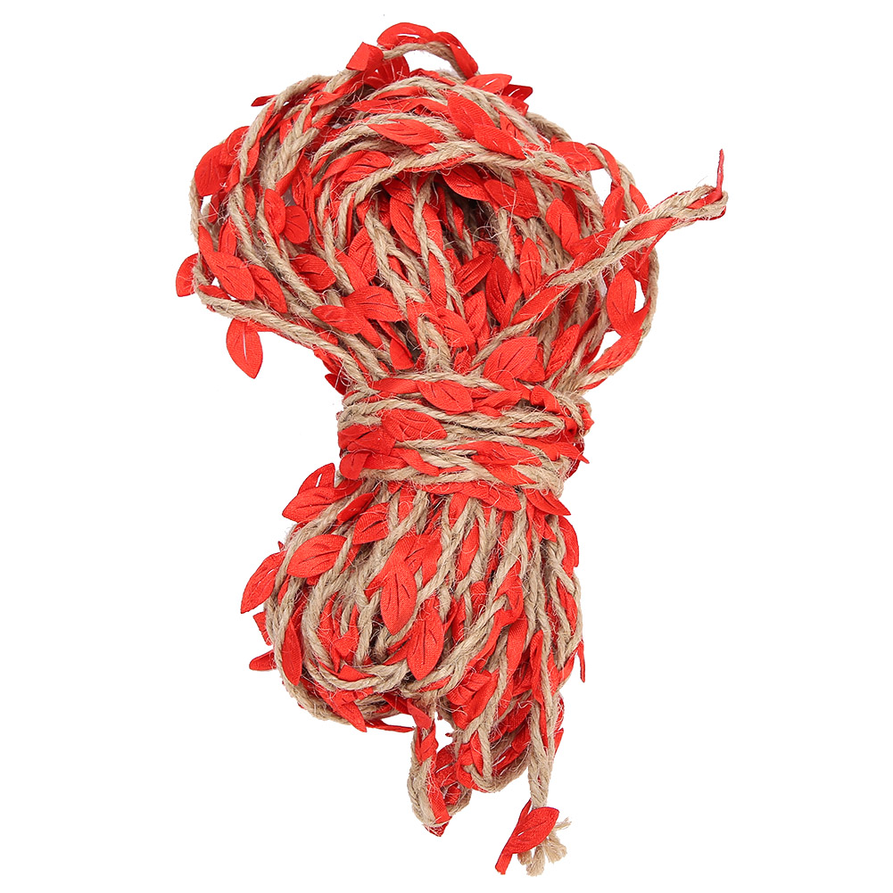 10 Meter Künstliches Blätterband, Geflochtene Girlande, Hanfseil, Blumenstrauß, Diy-zubehör, Rot