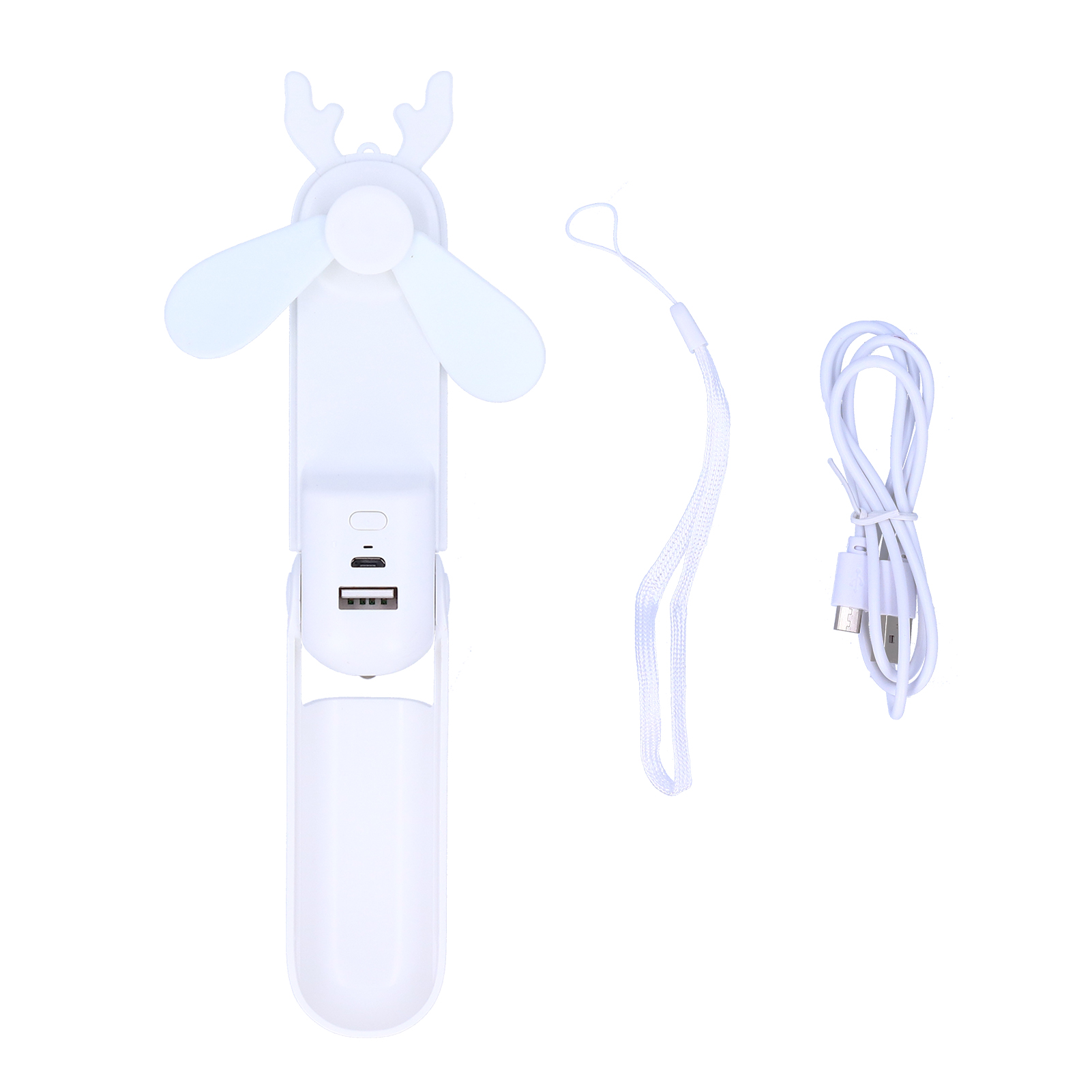 Handventilator, Wiederaufladbar, Tragbar, Faltbar, Mini-kühlgerät Mit Notfall-taschenlampe, Weiß