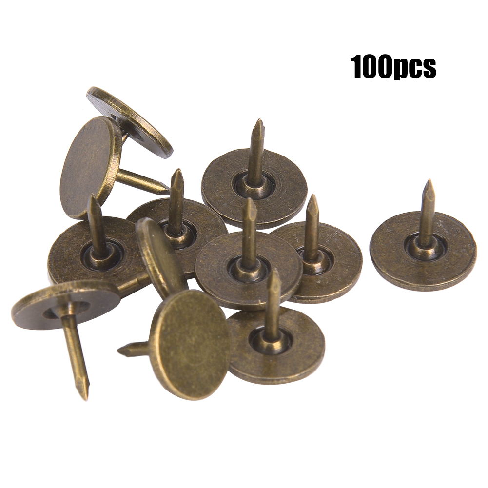 100 Stück Polsternägel Mit Flachem Kopf, Cyanbronzefarbenes Eisen, Dekorative Stifte Für Sofamöbel, 11 X 11 Mm