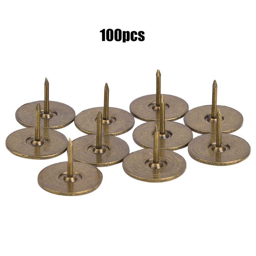 100 Stück Polsternägel Mit Flachem Kopf, Cyanbronzefarbenes Eisen, Dekorative Stifte Für Sofamöbel, 19 X 15 Mm