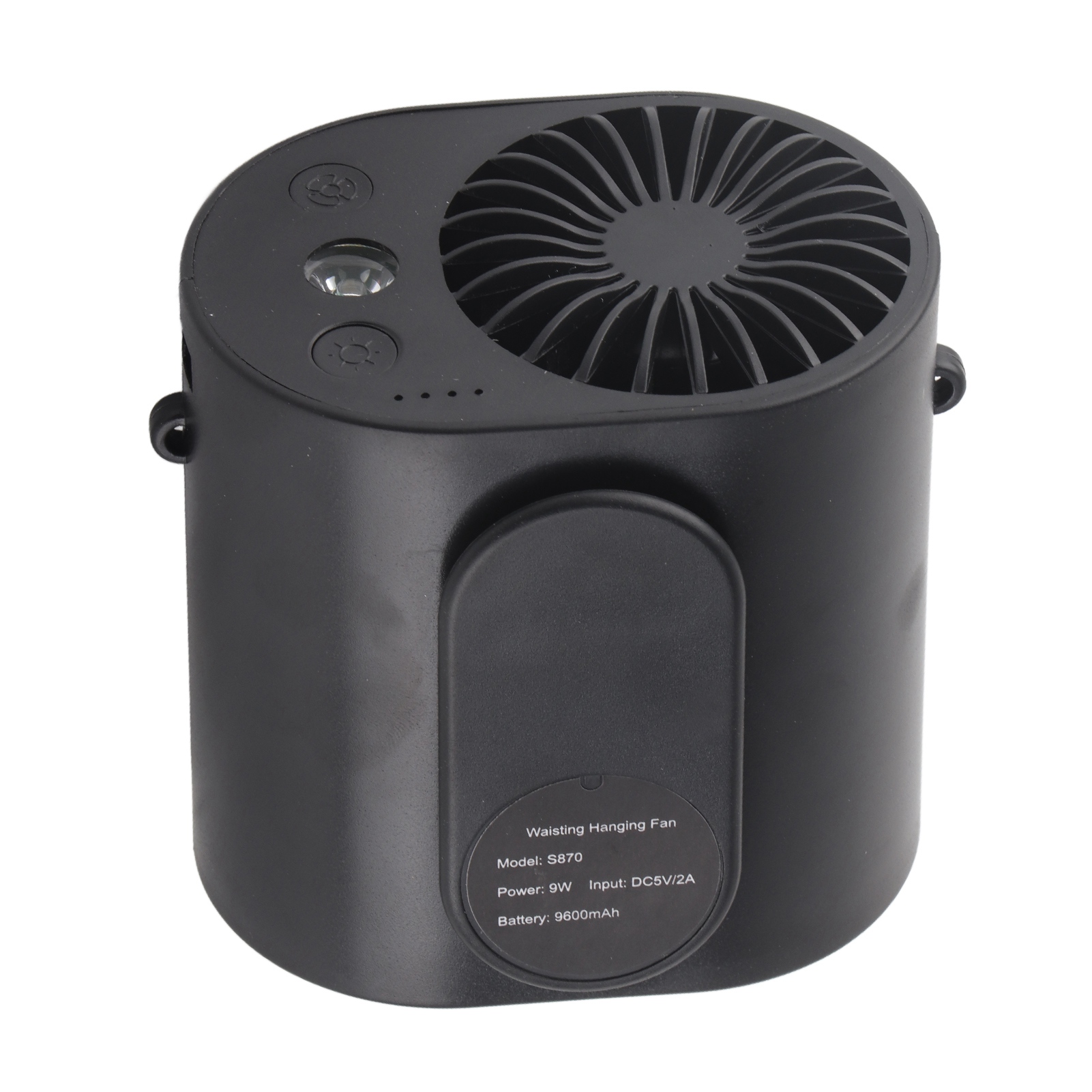 Tragbarer Mini-ventilator Mit Usb-anschluss, Ideal Für Outdoor-sport Und Fitness, Zum Umhängen Und Kühlen Der Hüfte, Mit Elektrischer Beleuchtung, Schwarz