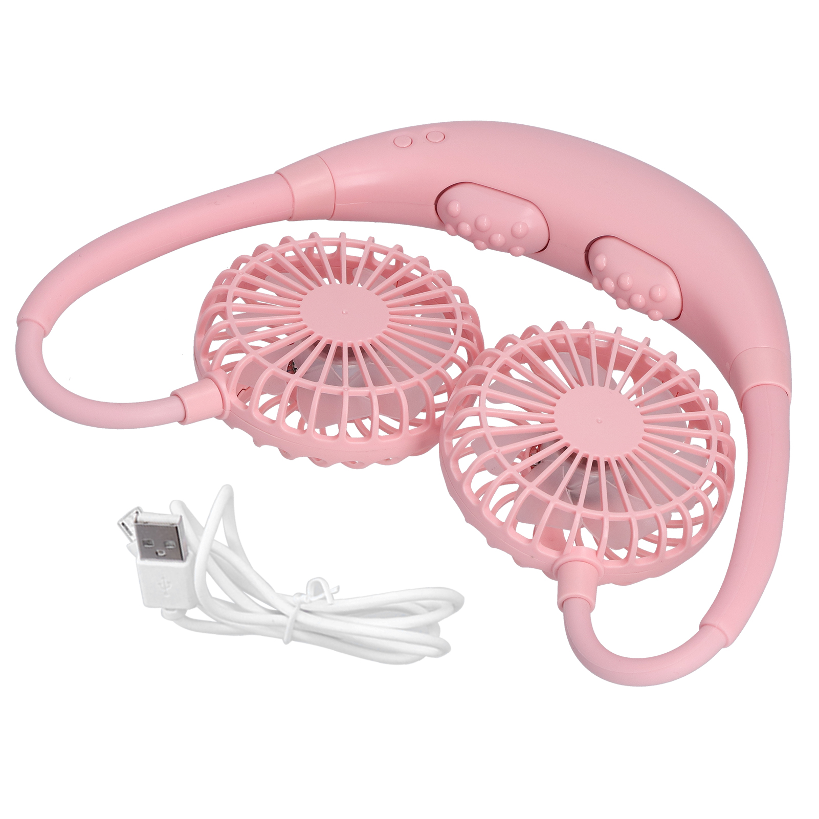 Tragbarer Nackenventilator In U-form Mit Massagefunktion, 3 Geschwindigkeitsstufen Und Farbigen Lichtern