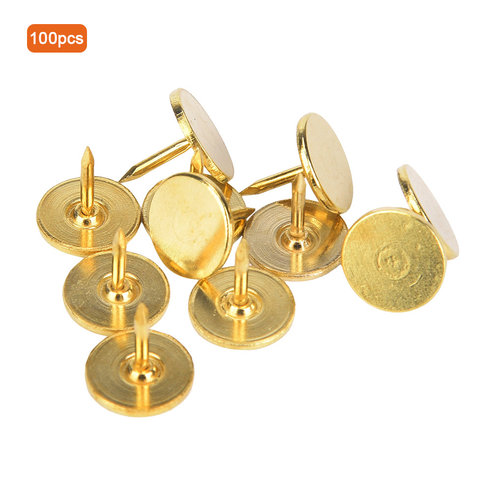 100 Stück Flachkopf-polsternägel, Rund, Antik, Für Dekorative Zeichnungen, Gelb, 9 X 8 Mm