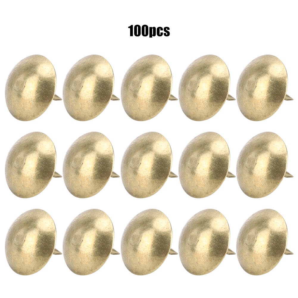 100 Stück Polsternägel, Cyanfarben, Bronzefarben, Eisen, Holzbox, Dekorative Möbelbeschläge