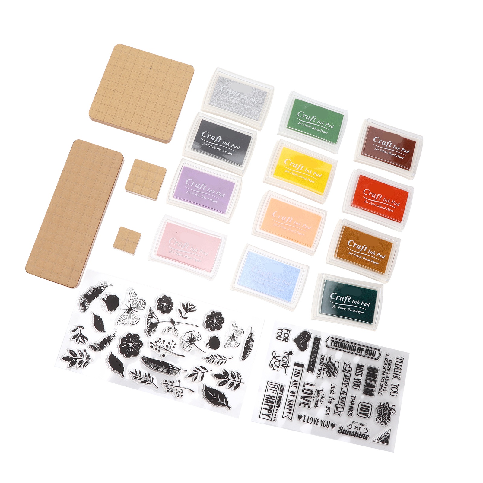 Acryl-stempelset Inklusive 4 Acrylblöcken, 12 Stempelkissen Und 2 Transparenten Siegelstempelblöcken Für Diy-bastelarbeiten Und Kartenherstellung