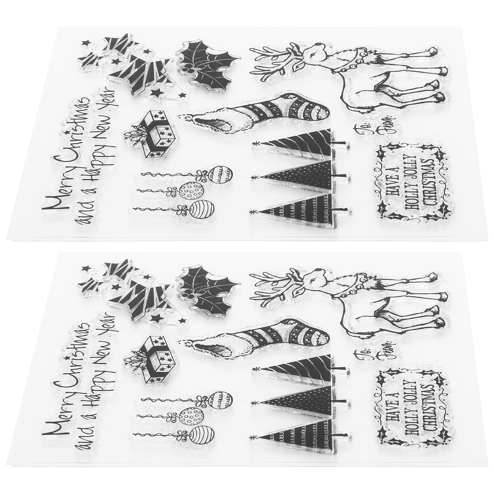 2er-set Transparente Stempel Aus Gummi (tpr), Rechteckig, Diy-journal, Weihnachtsmotiv, Bastelarbeiten