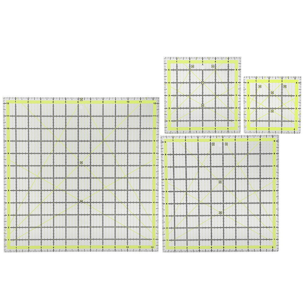 4-teiliges Quiltlineal-set Mit Patchwork-lineal, Zoll-skala, Winkel, Acryl, Zweifarbigem Raster