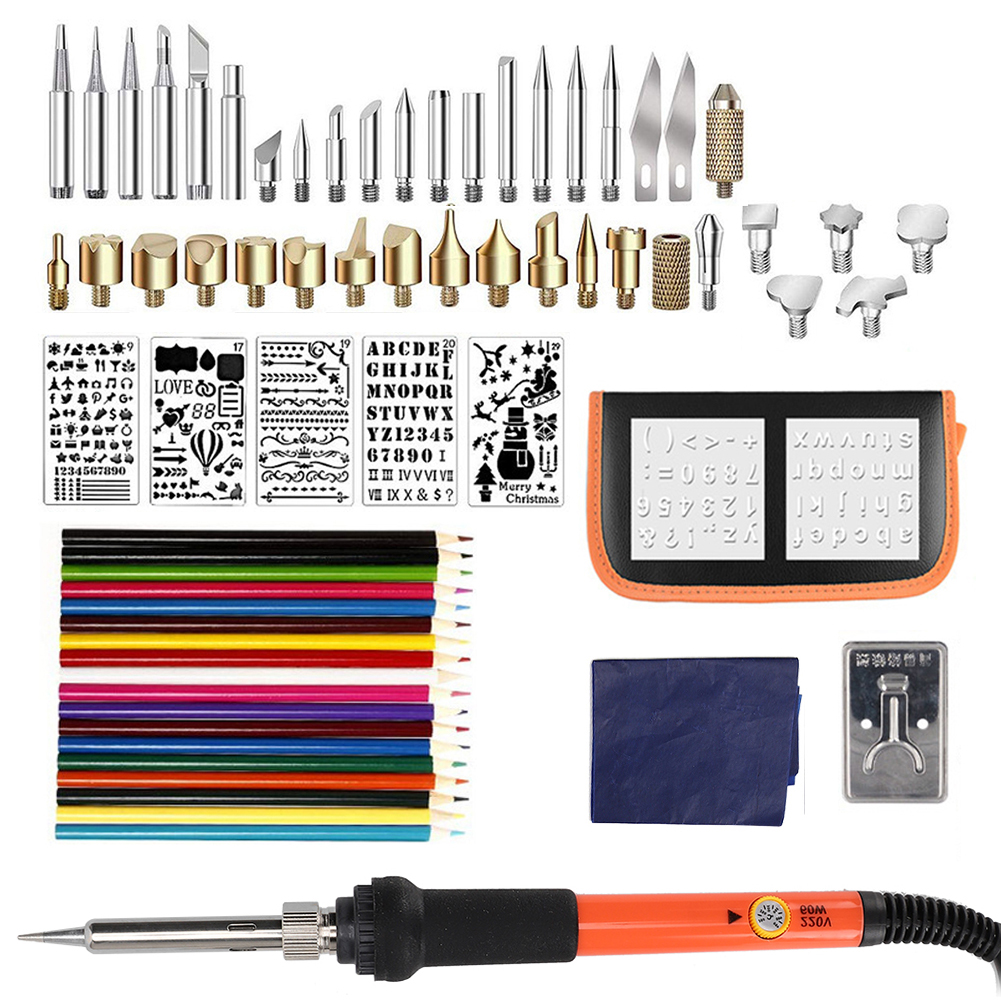 Pyrographie-set, Elektrischer Lötkolben, Schnitzspitze, Einstellbare Temperatur, Holzbrennset, Eu-stecker 220 V