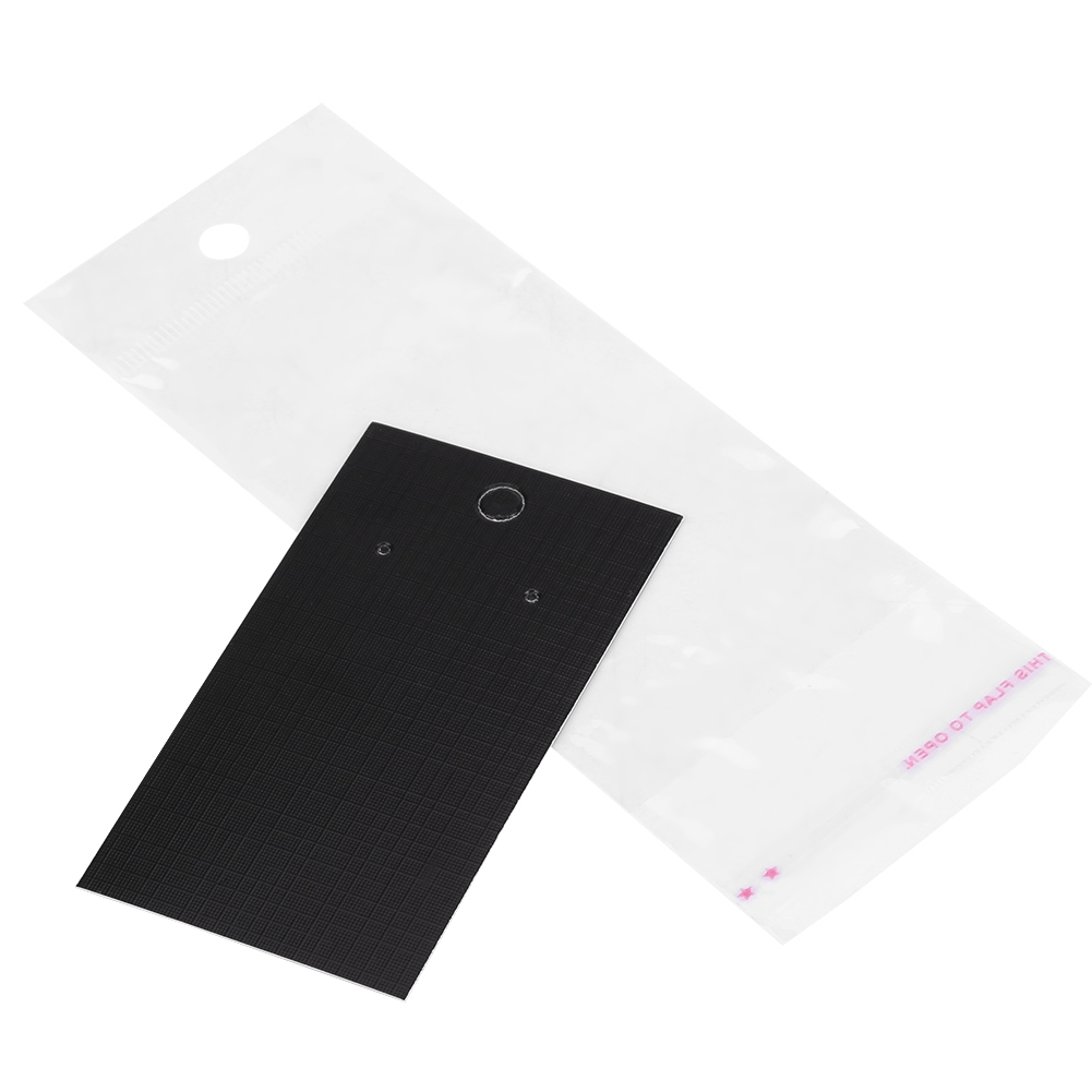 100 Stück/set Schwarze Ohrring-präsentationskarten Mit Selbstklebenden Beuteln