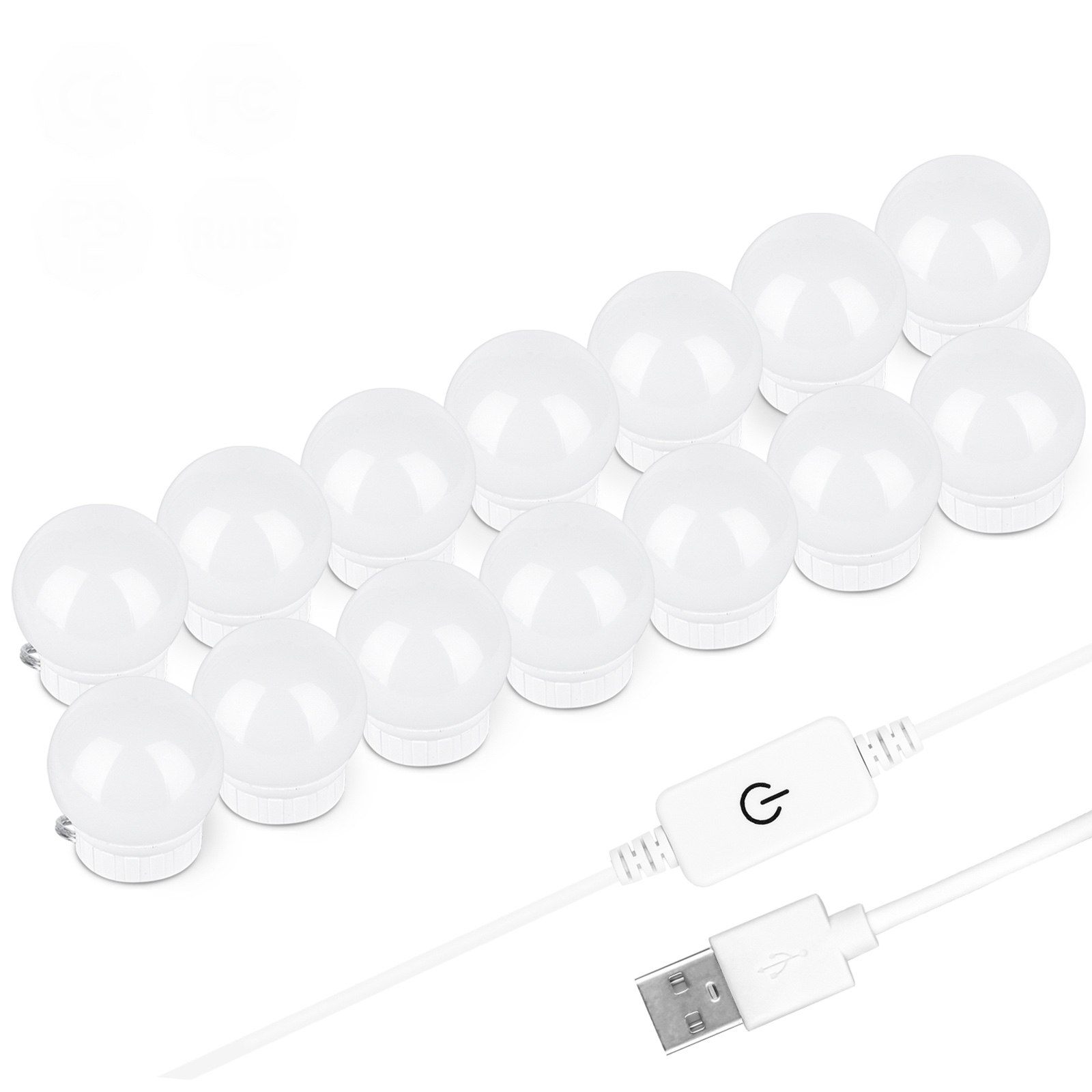 Hollywood-style Led-schminkspiegel-beleuchtungsset Mit Einstellbarer Helligkeit, Inklusive Led-leuchtmittel-streifen Und Schminktischbeleuchtung.