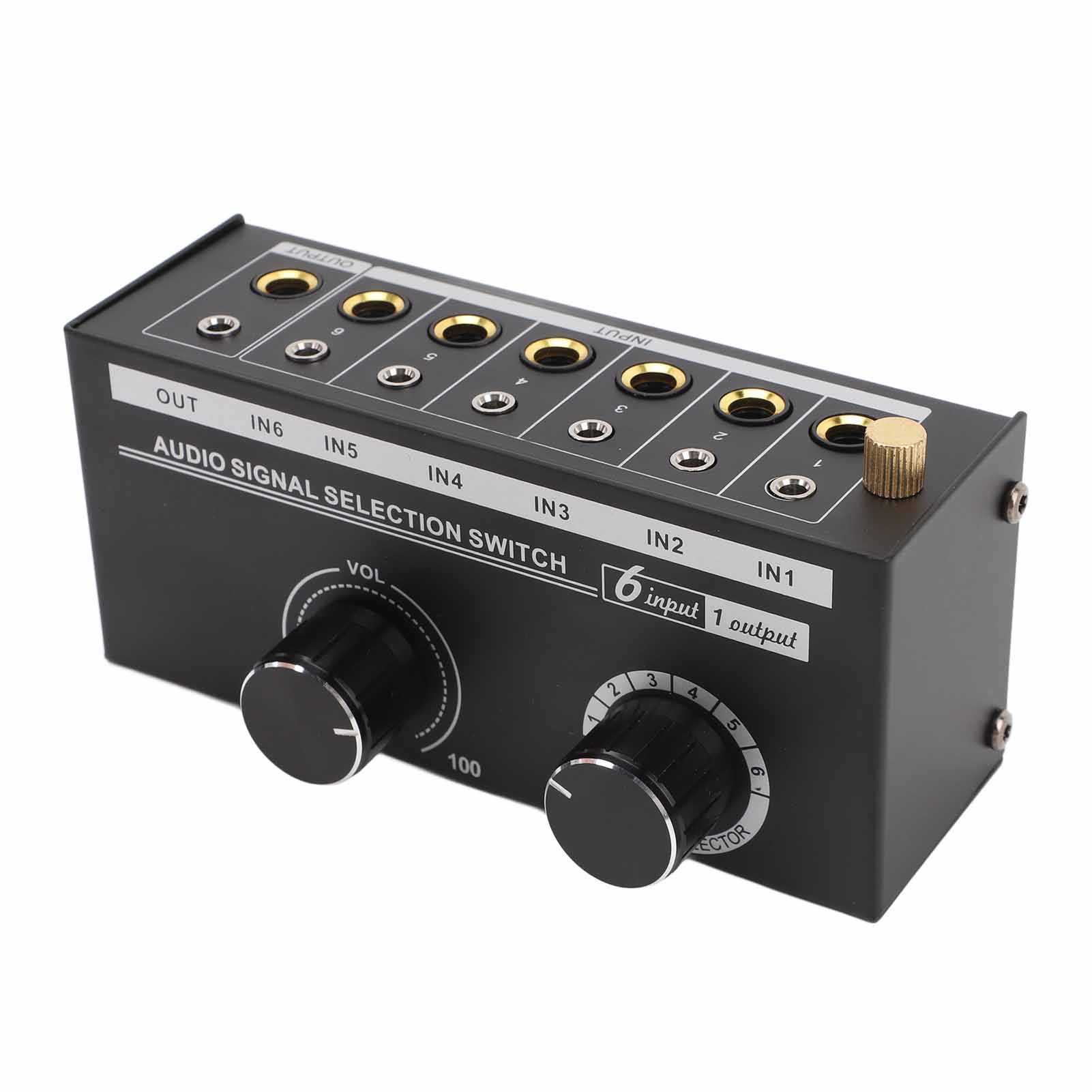 Audiosignal-wahlschalter Mit Lautstärkeregelung, 6 Eingänge, 1 Ausgang, Audioquellenumschalter Für Vorverstärker, Cd-player, 20–20 Khz