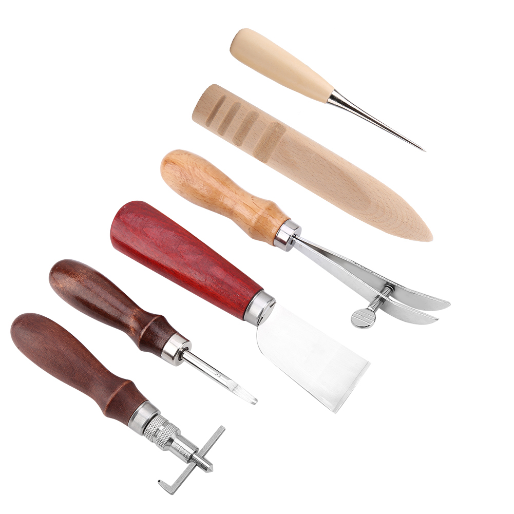 6-teiliges Lederhandwerkswerkzeug-set: Lederschneider, Ledermesser, Diy-lederbearbeitungs- Und Nutenwerkzeug-set