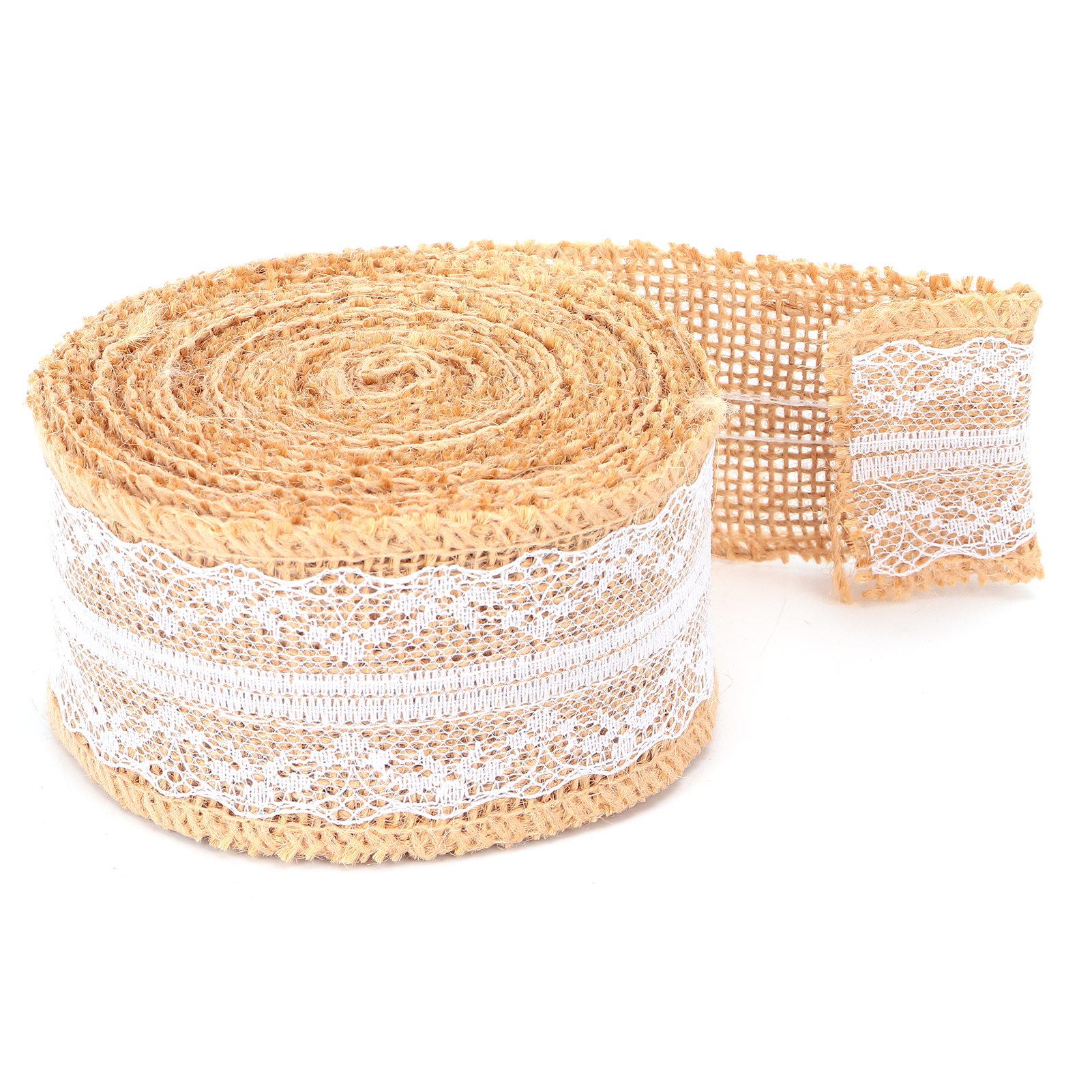 Juteband Mit Weißer Spitze, Naturjute-rolle, 5 Yards (ca. 4,5 M), Für Diy-dekorationen, Geschenkverpackungen, 5 Cm Breite Spitze