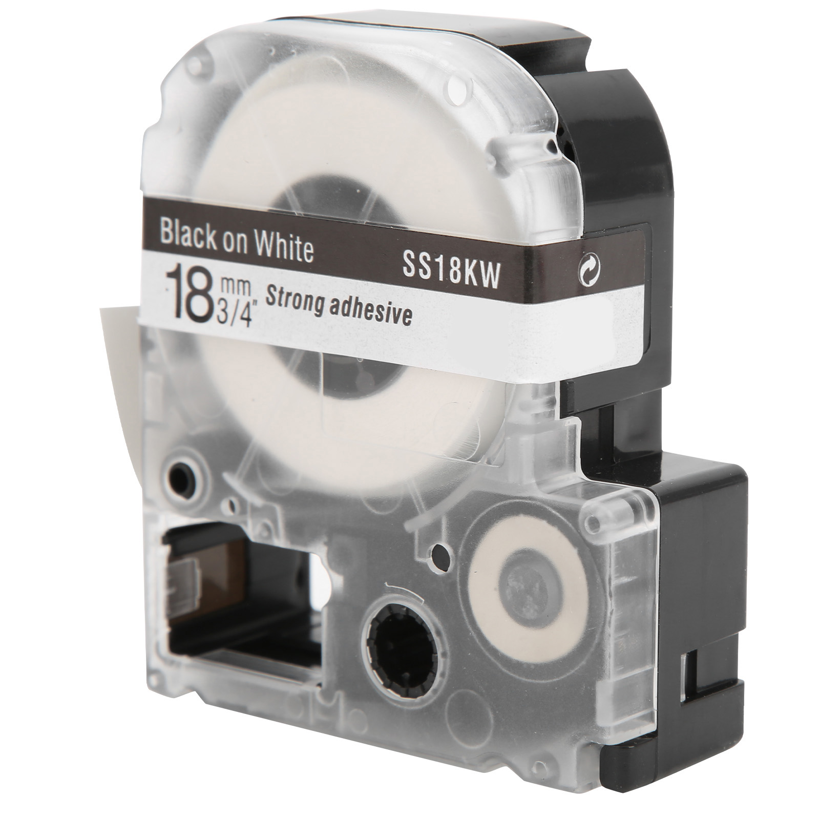 Etikettenband 18 Mm Pet, Wasserfest, Für Epson Etikettendrucker/kingjim Etikettenmaschine (schwarze Schrift Auf Weißem Hintergrund)