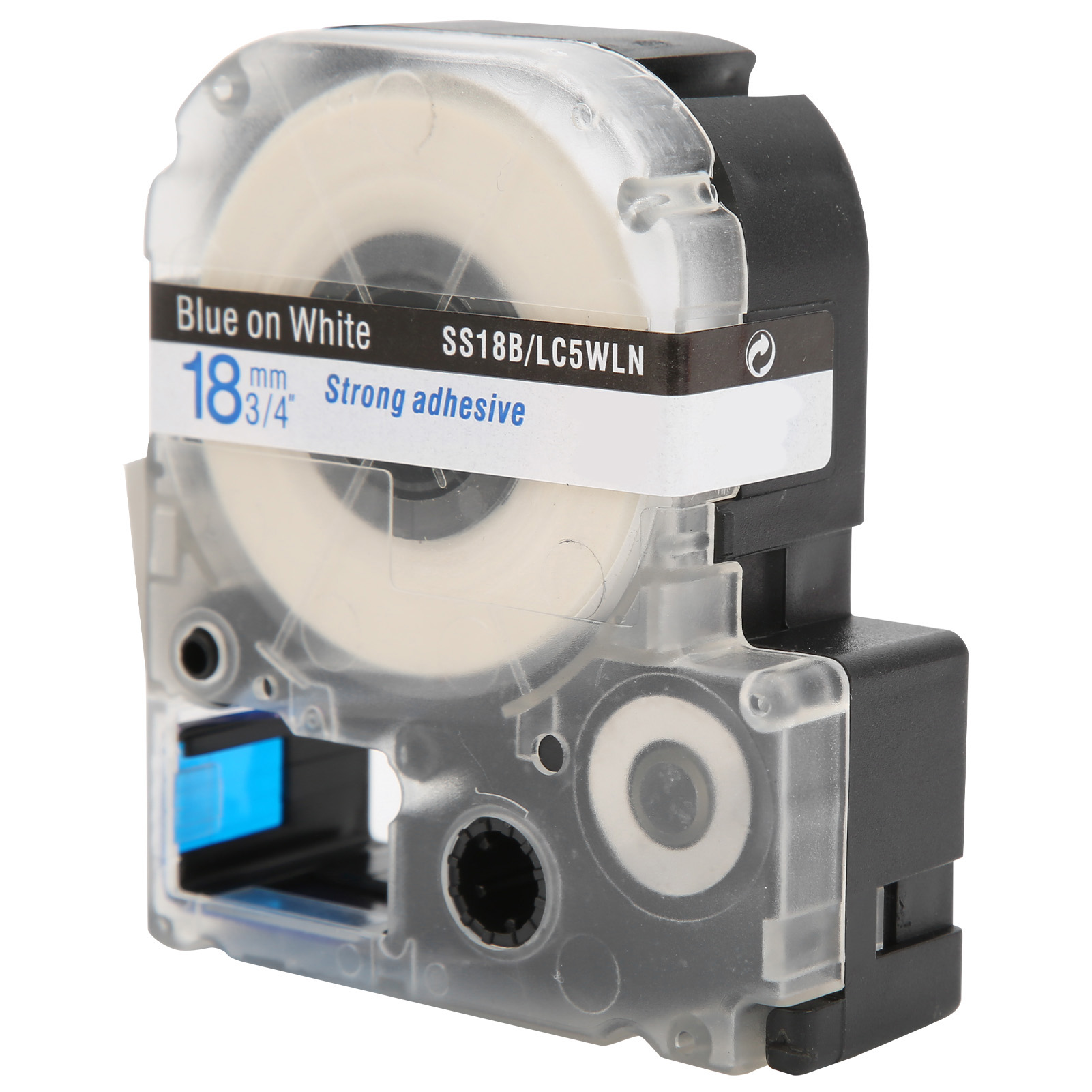 Etikettenband 18 Mm Pet Wasserfestes Etikettenband Für Epson Etikettendrucker/kingjim Etikettenmaschine (blaue Schrift Auf Weißem Hintergrund)