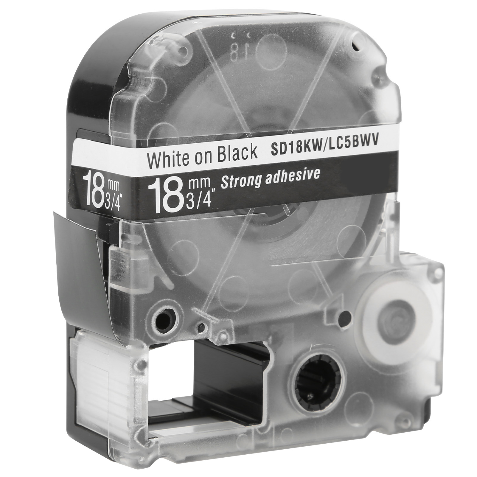 Etikettenband 18 Mm Pet Wasserfestes Etikettenband Für Epson Etikettendrucker/kingjim Etikettenmaschine (weiße Schrift Auf Schwarzem Hintergrund)