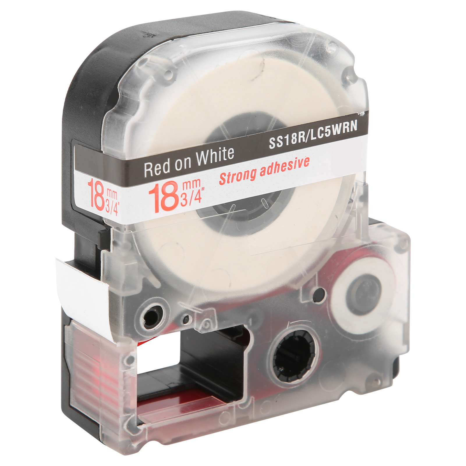 Etikettenband 18 Mm Pet Wasserfestes Etikettenband Für Epson Etikettendrucker/kingjim Etikettenmaschine (rotes Wort Auf Weißem Hintergrund)