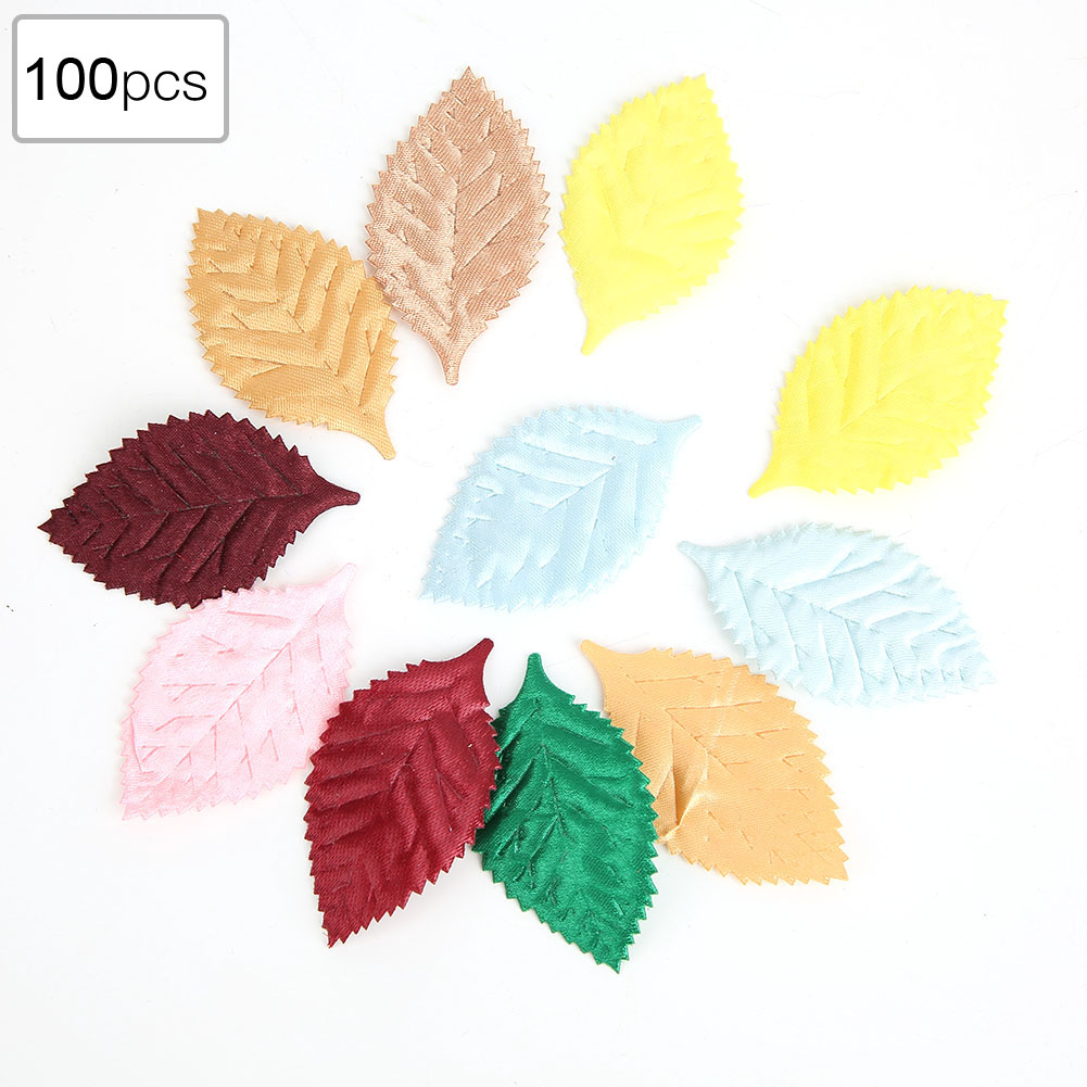 100 Künstliche Pflanzenblätter In Verschiedenen Farben, Zufällige Farbmischung, Ideal Für Stoffaufkleber Und Diy-bastelarbeiten.