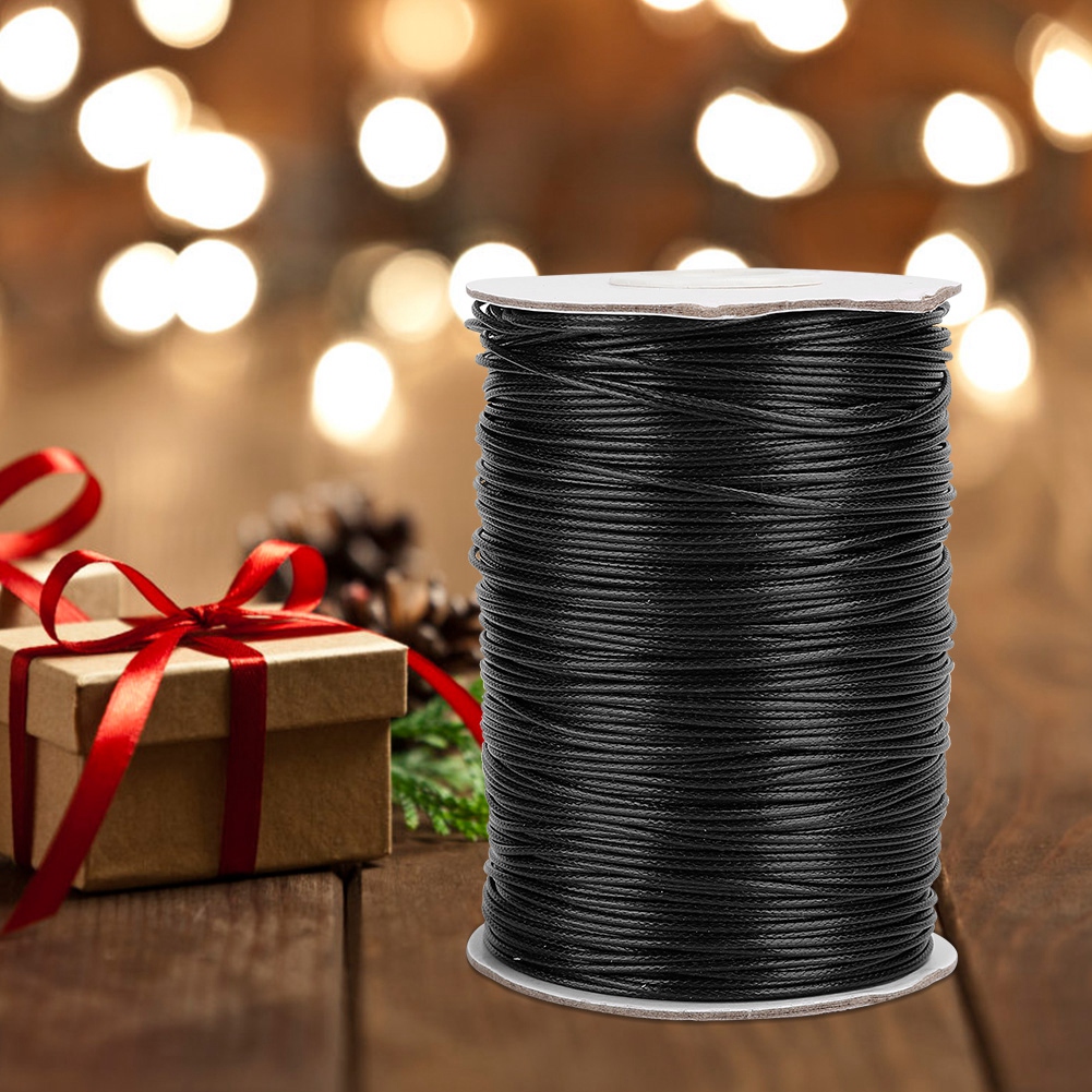 160 M Wachsschnur Diy Umweltfreundliche Handgewebte Seilkette Aus Baumwollfaden 1 Mm (schwarz)
